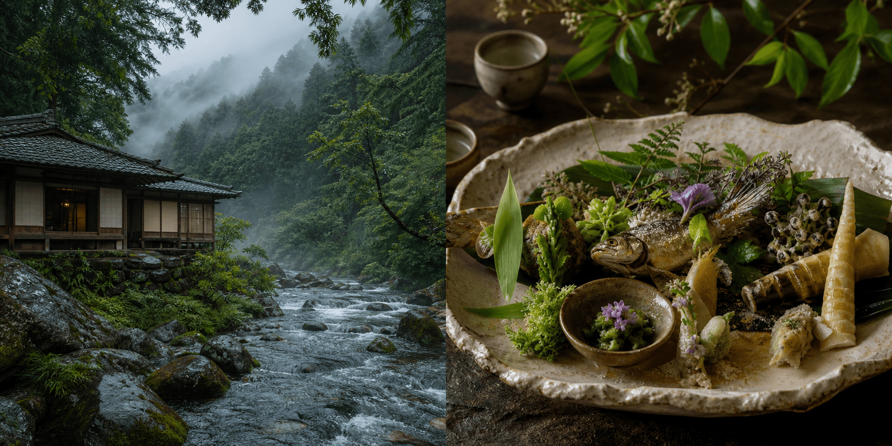 Editorial Hanase mountain inn and stream