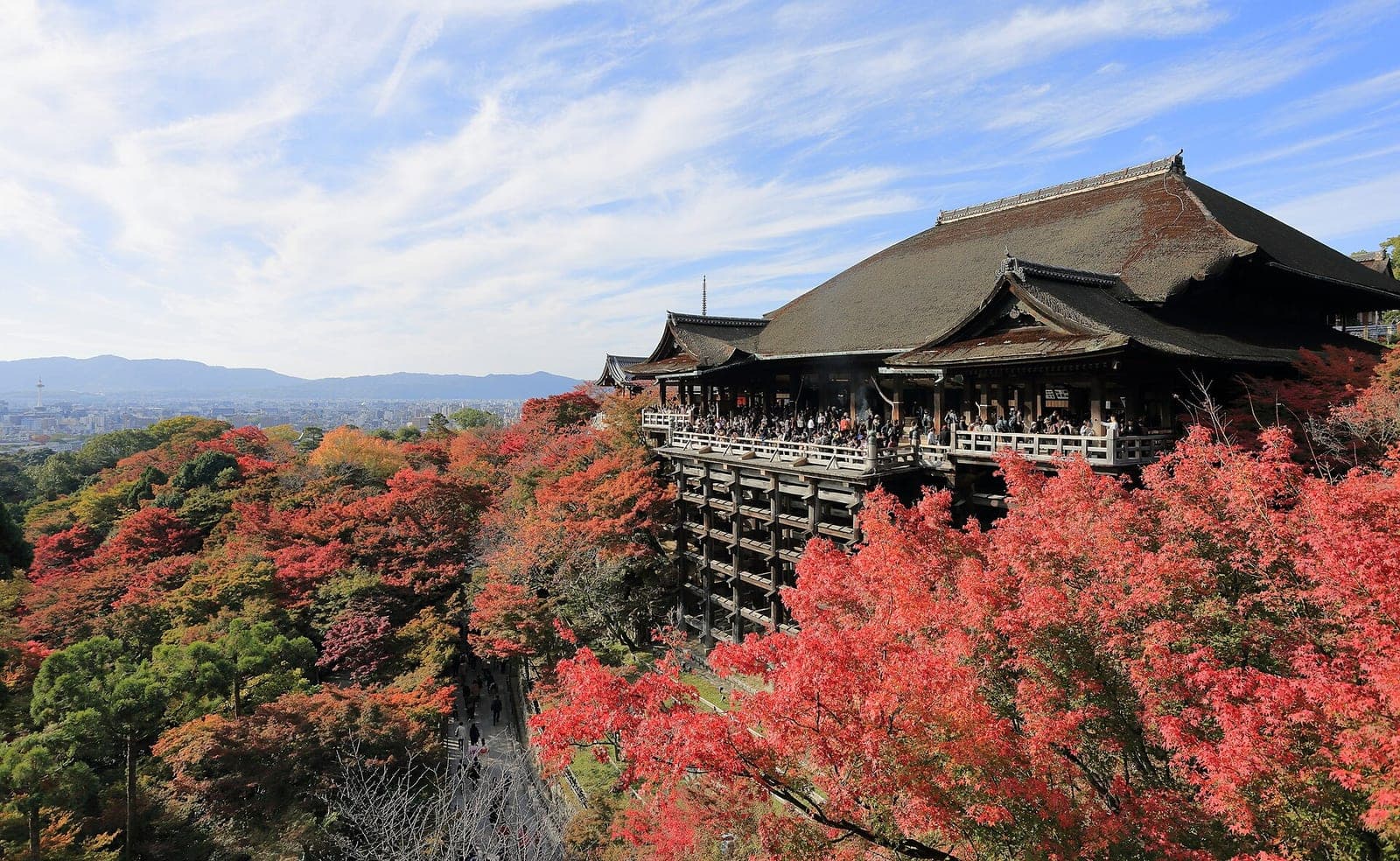 Kiyomizu-dera stage above autumn maple trees
